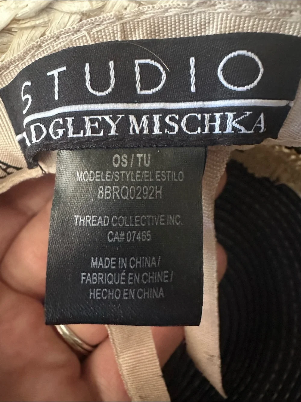 Badgley Mischka Navy, Natural & White Striped Straw Sun Hat